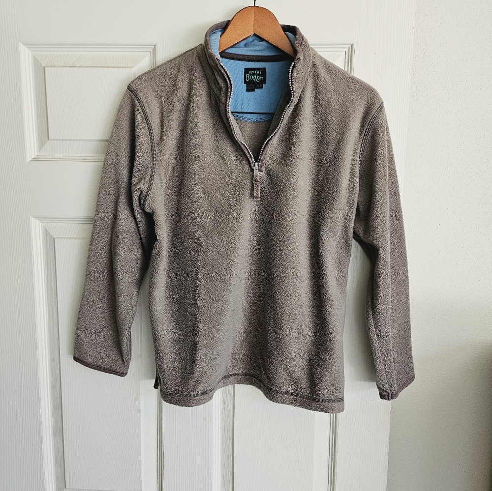 Mini Boden 11-12Y Taupe Grayish Brown Fleece Jackt